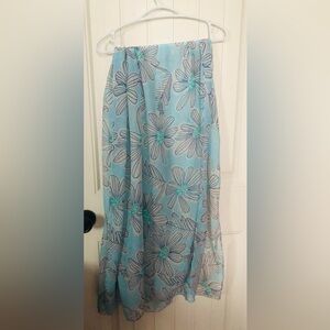 Light Blue Floral Scarf Wrap approx 73”x34”